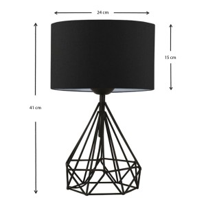 Φωτιστικό επιτραπέζιο Christopher ύφασμα/μέταλλο χρώμα μαύρο 24x15x41εκ.