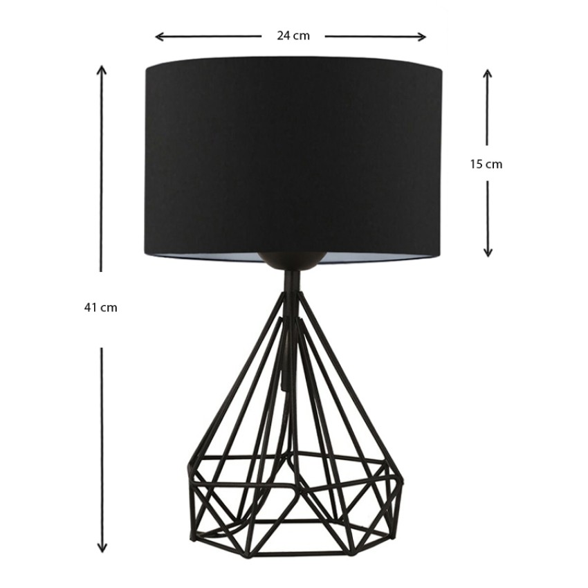 Φωτιστικό επιτραπέζιο Christopher ύφασμα/μέταλλο χρώμα μαύρο 24x15x41εκ.