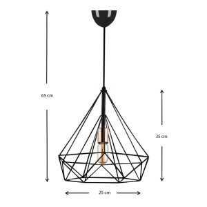 Φωτιστικό οροφής Donald μεταλλικό μονόφωτο χρώμα μαύρο 25x30x65εκ.