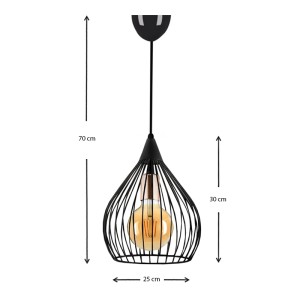 Φωτιστικό οροφής Koert μεταλλικό μονόφωτο χρώμα μαύρο 25x30x70εκ.