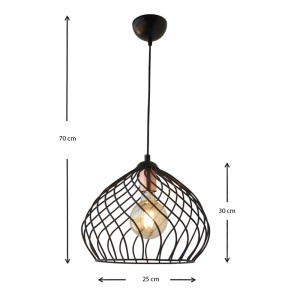 Φωτιστικό οροφής Dennis μεταλλικό μονόφωτο χρώμα μαύρο 21x30x70εκ.