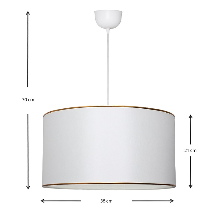 Φωτιστικό οροφής Alloy υφασμάτινο μονόφωτο χρώμα λευκό 38x20x70εκ.