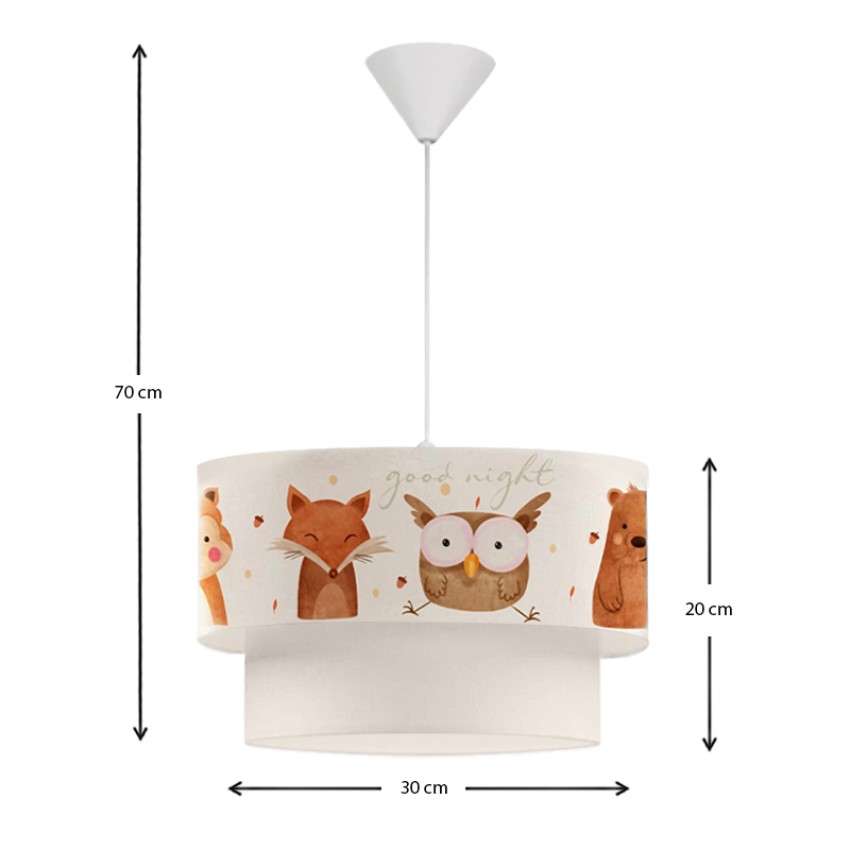 Φωτιστικό Οροφής Υφασμάτινο με Χαριτωμένα Ζωάκια για Παιδικό Δωμάτιο 30x20x70εκ.