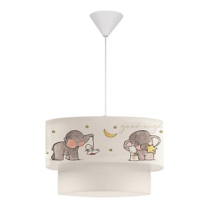 Φωτιστικό Οροφής Υφασμάτινο με Χαρούμενα Ελεφαντάκια για Παιδικό Δωμάτιο