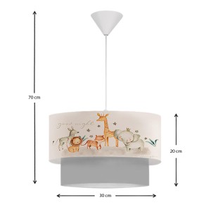 Φωτιστικό Οροφής Υφασμάτινο με Χαριτωμένα Ζωάκια για Παιδικό Δωμάτιο 30x20x70εκ.