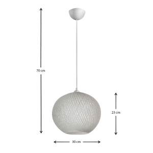 Φωτιστικό οροφής Gibson από σχοινί μονόφωτο χρώμα λευκό 30x23x70εκ.