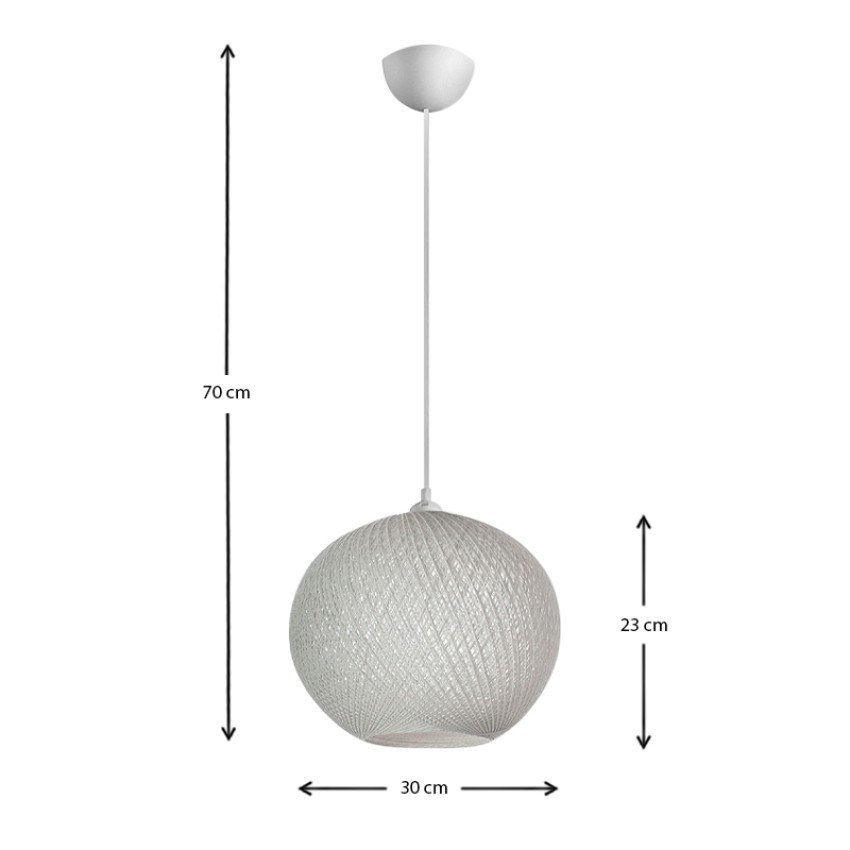 Φωτιστικό οροφής Gibson από σχοινί μονόφωτο χρώμα λευκό 30x23x70εκ.