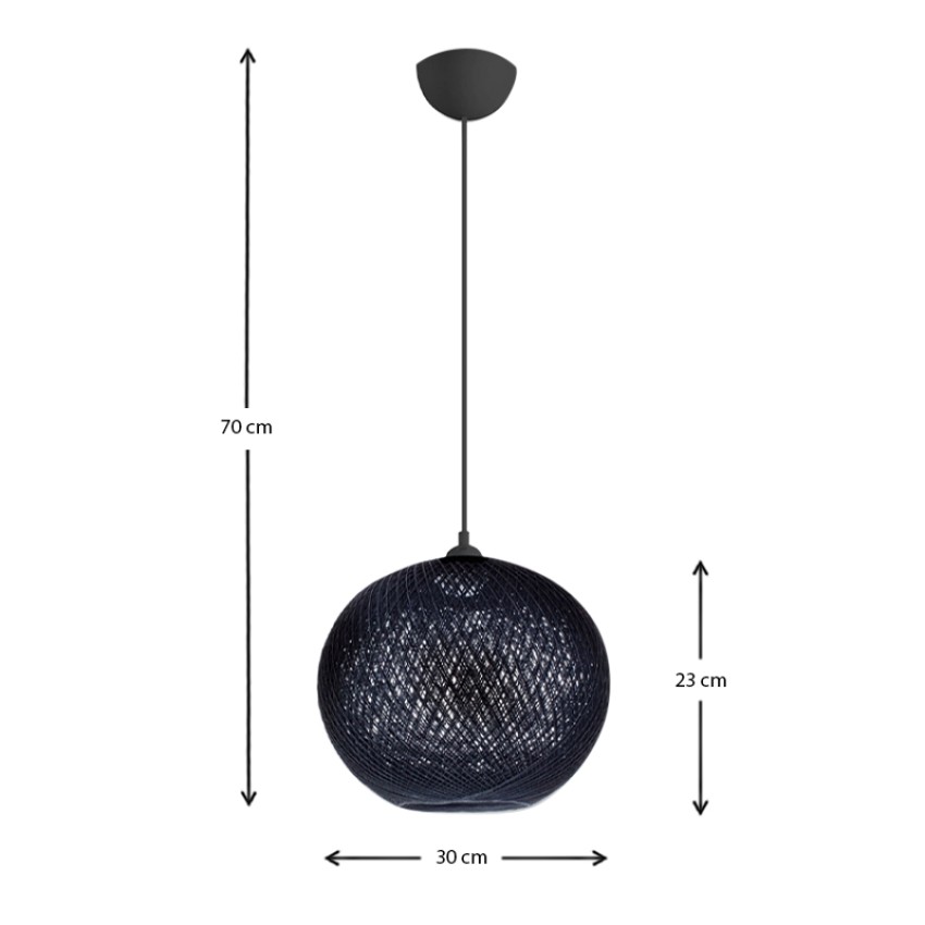 Φωτιστικό οροφής Gibson από σχοινί μονόφωτο χρώμα μαύρο 30x23x70εκ.