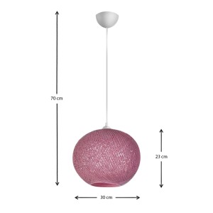 Φωτιστικό οροφής Gibson από σχοινί μονόφωτο χρώμα ροζ 30x23x70εκ.