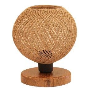 Φωτιστικό επιτραπέζιο Bonnie E27 κλωστή/Mdf χρώμα φυσικό/καφέ 19x15x22εκ.