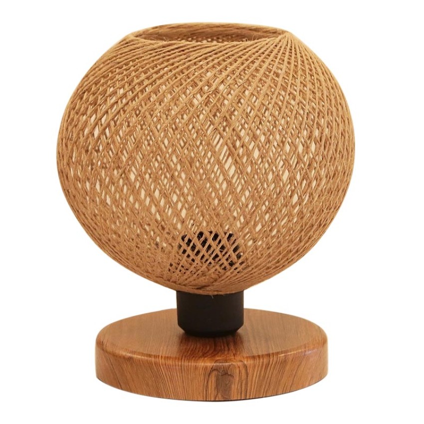 Φωτιστικό επιτραπέζιο Bonnie E27 κλωστή/Mdf χρώμα φυσικό/καφέ 19x15x22εκ.