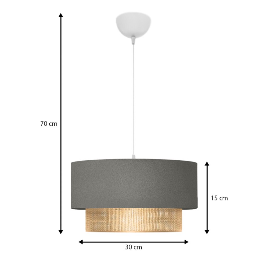 Φωτιστικό οροφής Lucifer E27 υφασμάτινο μονόφωτο χρώμα γκρι 30x15x70εκ.