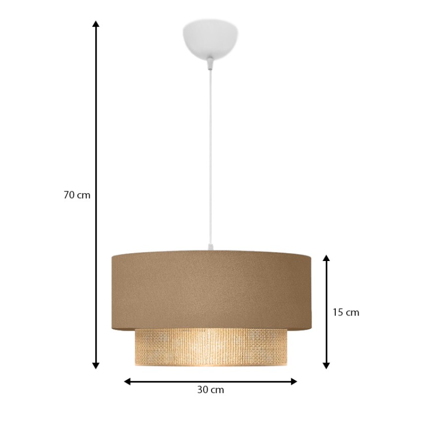 Φωτιστικό οροφής Lucifer E27 υφασμάτινο μονόφωτο χρώμα μπεζ 30x15x70εκ.