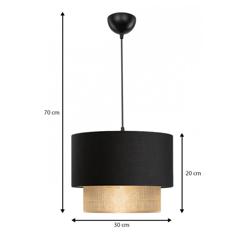 Φωτιστικό οροφής Lucifer E27 υφασμάτινο μονόφωτο χρώμα μαύρο 30x20x70εκ.