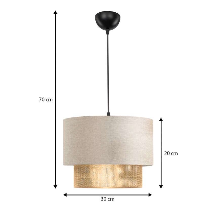 Φωτιστικό οροφής Lucifer E27 υφασμάτινο μονόφωτο χρώμα κρεμ 30x20x70εκ.