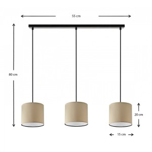 Φωτιστικό οροφής Morris E27 υφασμάτινο τρίφωτο χρώμα καφέ 55x15x70εκ.