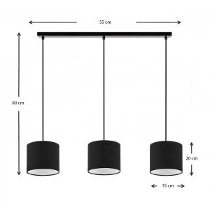 Φωτιστικό οροφής Morris E27 υφασμάτινο τρίφωτο χρώμα μαύρο 55x15x70εκ.