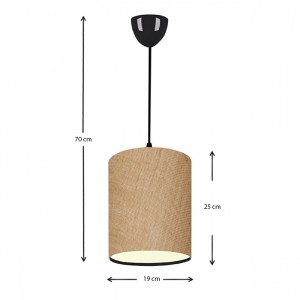 Φωτιστικό οροφής Layla Ε27 υφασμάτινο μονόφωτο χρώμα μπεζ 19x25x70εκ.