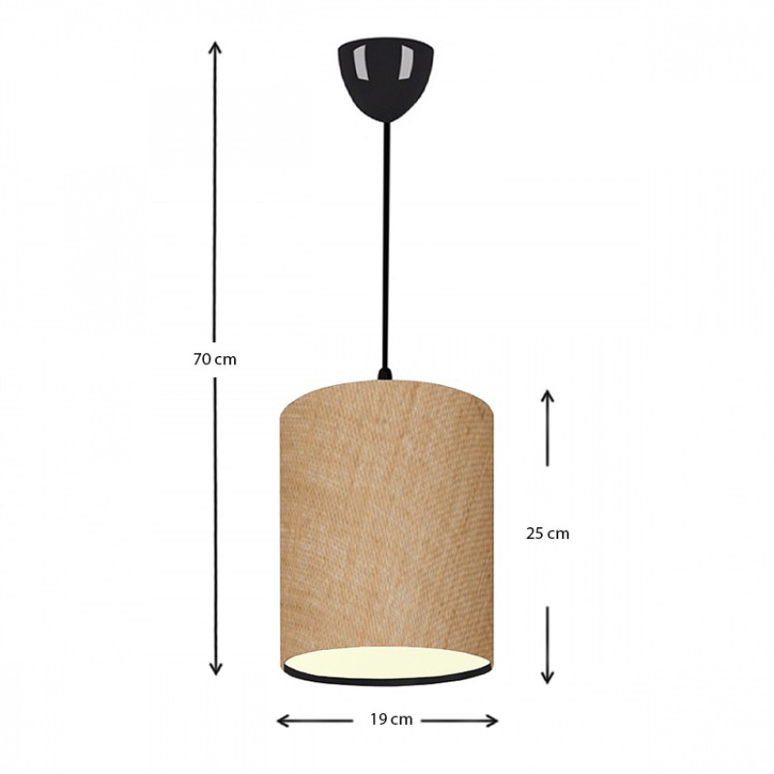 Φωτιστικό οροφής Layla Ε27 υφασμάτινο μονόφωτο χρώμα μπεζ 19x25x70εκ.