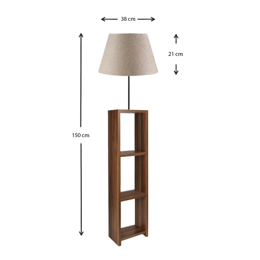 Φωτιστικό δαπέδου Launo υφασμάτινο Pvc/MDF χρώμα μπεζ/καρυδί 38x38x150εκ.