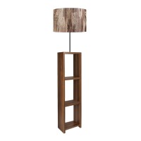 Φωτιστικό δαπέδου Launo υφασμάτινο Pvc/MDF χρώμα καφέ/καρυδί 38x38x150εκ.