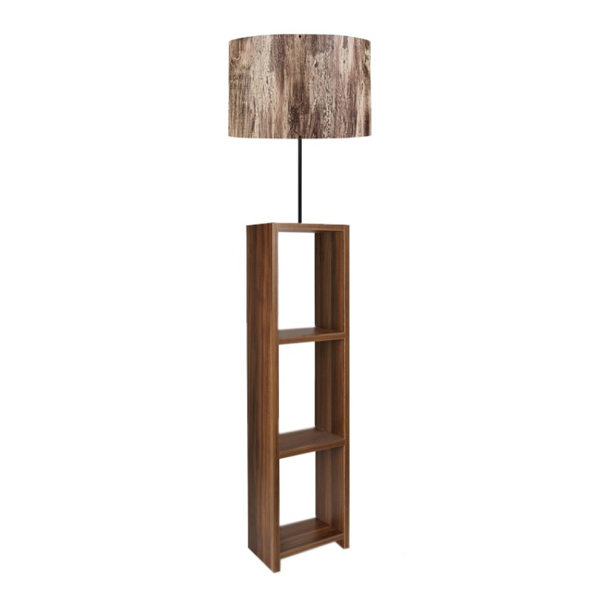 Φωτιστικό δαπέδου Launo υφασμάτινο Pvc/MDF χρώμα καφέ/καρυδί 38x38x150εκ.