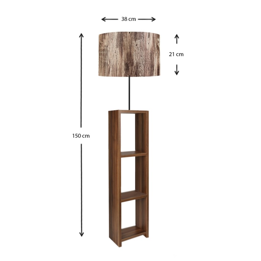 Φωτιστικό δαπέδου Launo υφασμάτινο Pvc/MDF χρώμα καφέ/καρυδί 38x38x150εκ.