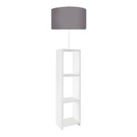 Φωτιστικό δαπέδου Launo υφασμάτινο Pvc/MDF χρώμα λευκό - γκρι 38x38x150εκ.