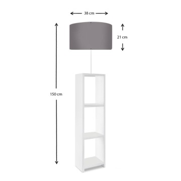 Φωτιστικό δαπέδου Launo υφασμάτινο Pvc/MDF χρώμα λευκό - γκρι 38x38x150εκ.
