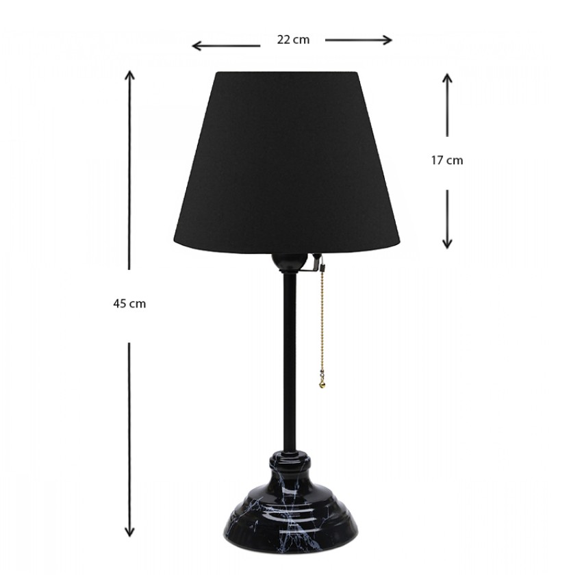 Φωτιστικό επιτραπέζιο Vienna E27 υφασμάτινο - μεταλλικό χρώμα μαύρο Φ22x45εκ.