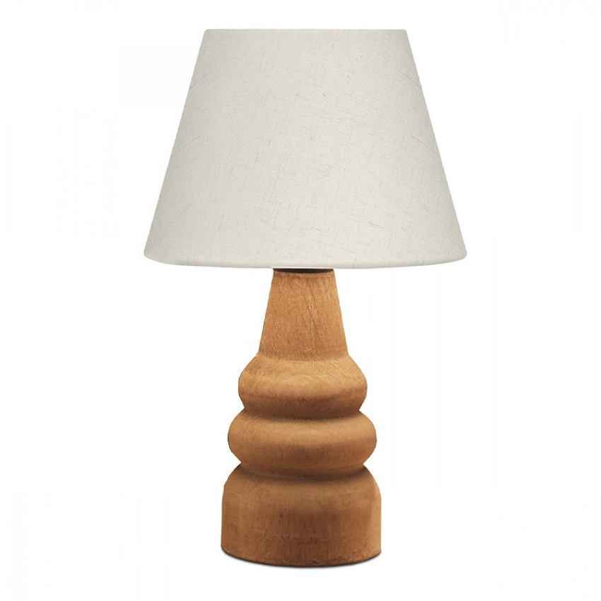 Φωτιστικό επιτραπέζιο Lary E27 υφασμάτινο - ξύλινο χρώμα κρεμ - καφέ Φ24x36εκ.