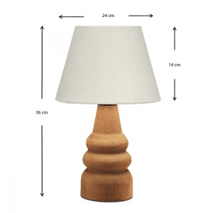 Φωτιστικό επιτραπέζιο Lary E27 υφασμάτινο - ξύλινο χρώμα κρεμ - καφέ Φ24x36εκ.