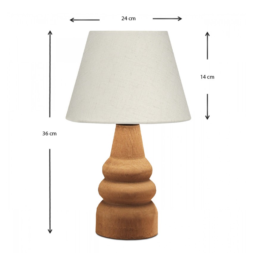 Φωτιστικό επιτραπέζιο Lary E27 υφασμάτινο - ξύλινο χρώμα κρεμ - καφέ Φ24x36εκ.