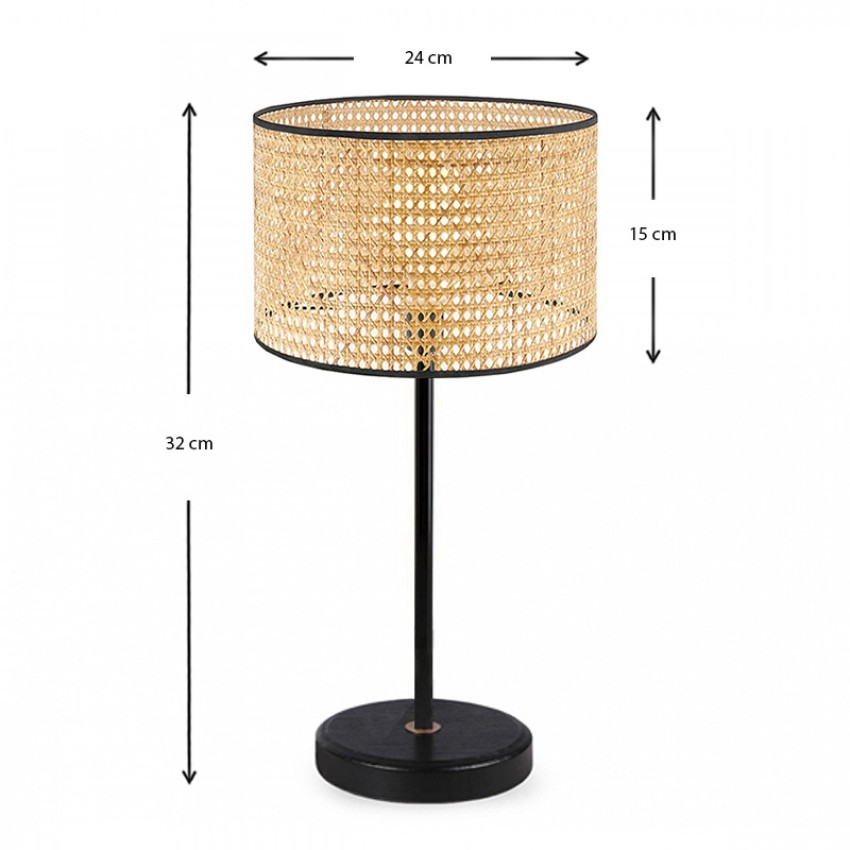 Φωτιστικό επιτραπέζιο Idaho E27 ρατάν - μεταλλικό χρώμα φυσικό - μαύρο Φ24x32εκ.