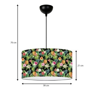 Φωτιστικό οροφής Alamea E27 υφασμάτινο μονόφωτο πολύχρωμο floral Φ38x70εκ.