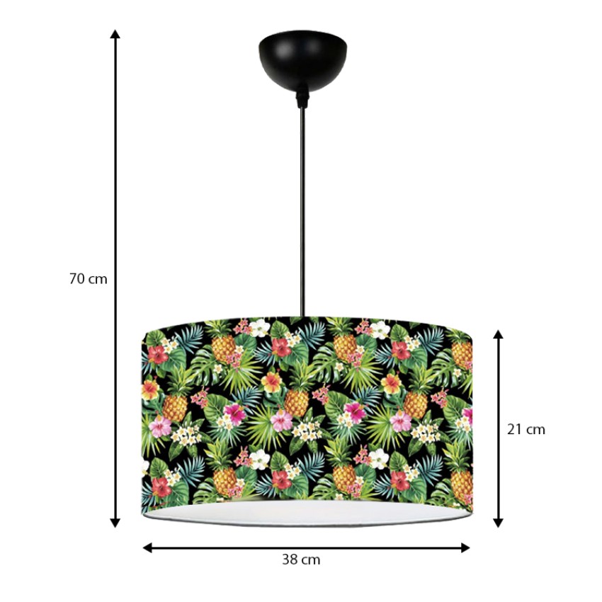 Φωτιστικό οροφής Alamea E27 υφασμάτινο μονόφωτο πολύχρωμο floral Φ38x70εκ.