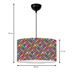 Φωτιστικό οροφής Alamea E27 υφασμάτινο μονόφωτο πολύχρωμο victorian Φ38x70εκ.