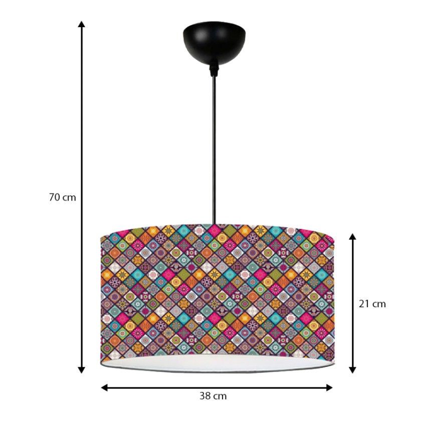 Φωτιστικό οροφής Alamea E27 υφασμάτινο μονόφωτο πολύχρωμο victorian Φ38x70εκ.