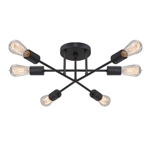 Φωτιστικό οροφής Helga E27 μεταλλικό εξάφωτο χρώμα μαύρο 50x12x20εκ.