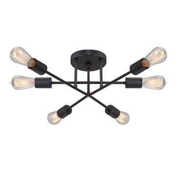 Φωτιστικό οροφής Helga E27 μεταλλικό εξάφωτο χρώμα μαύρο 50x12x20εκ.