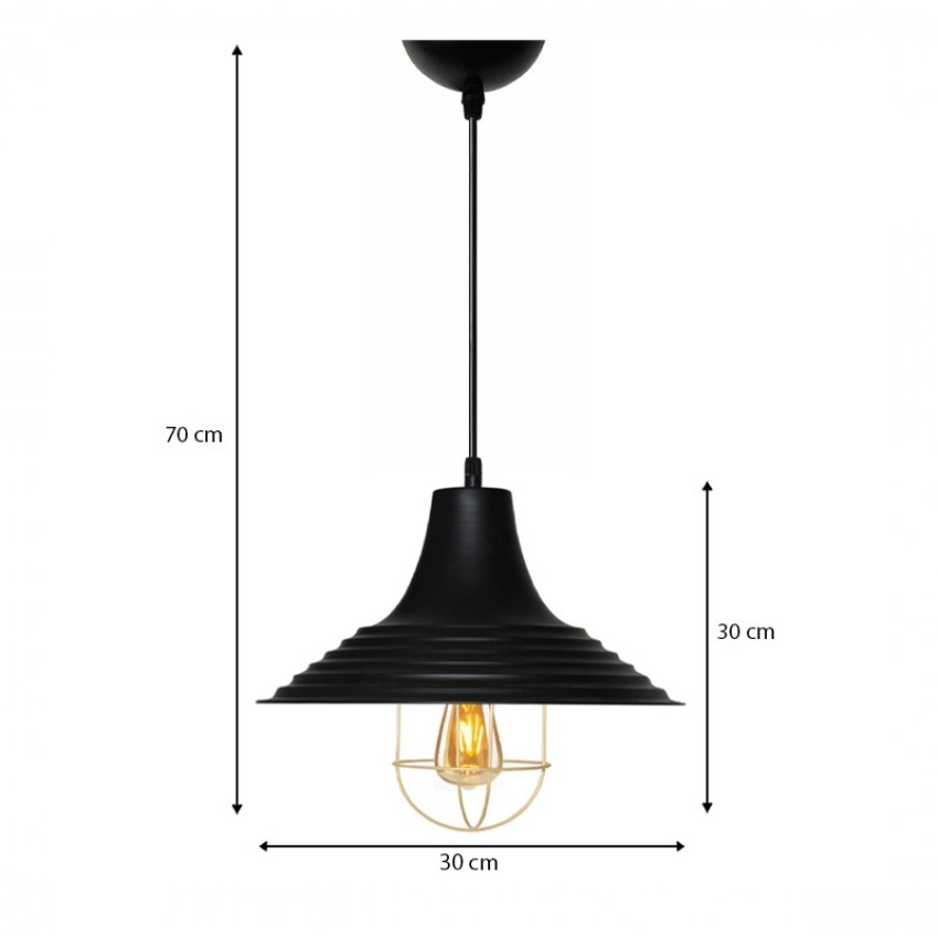 Φωτιστικό οροφής Retro E27 μεταλλικό μονόφωτο χρώμα μαύρο Φ30x70εκ. Φωτιστικό οροφής Retro E27 μεταλλικό μονόφωτο χρώμα μαύρο Φ30x70εκ.