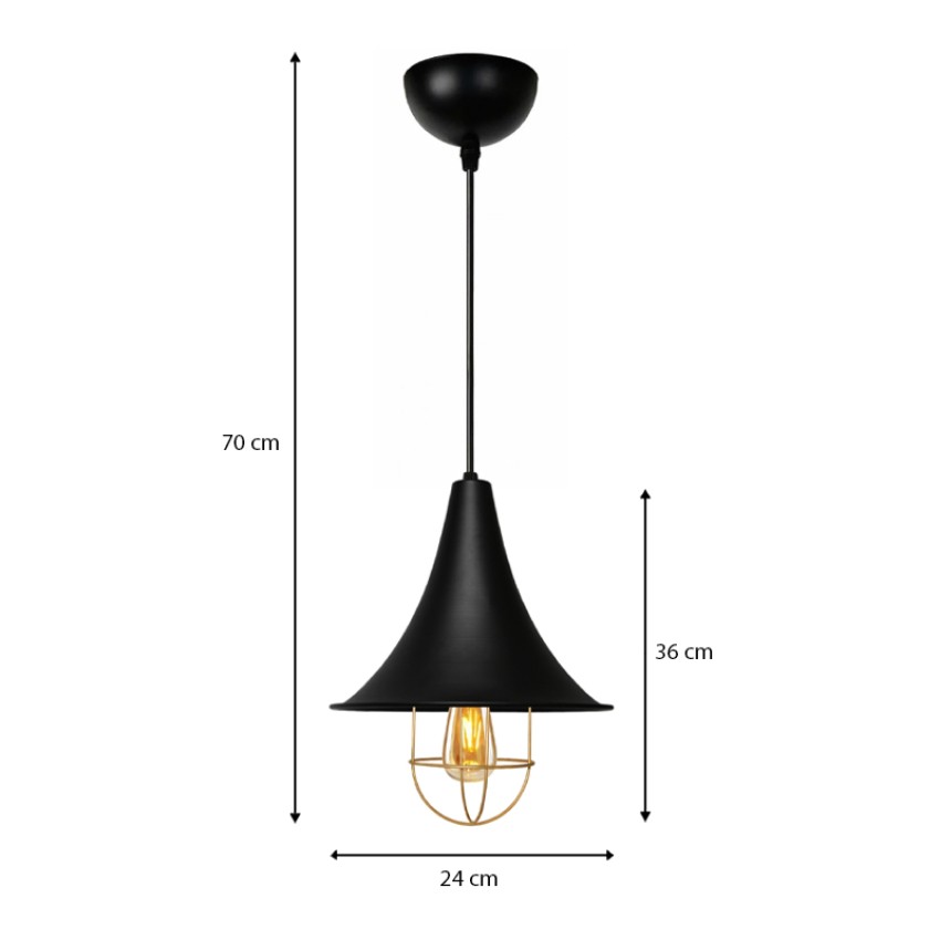 Φωτιστικό οροφής Retro E27 μεταλλικό μονόφωτο χρώμα μαύρο Φ24x70εκ. Φωτιστικό οροφής Retro E27 μεταλλικό μονόφωτο χρώμα μαύρο Φ24x70εκ.