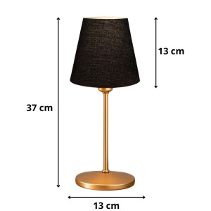 Φωτιστικό επιτραπέζιο Santo E27 ύφασμα Pvc χρώμα μαύρο - χρυσό Ø13x37εκ.