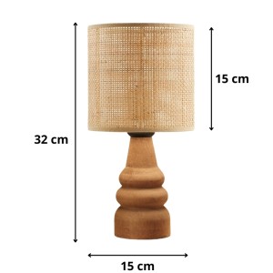 Φωτιστικό επιτραπέζιο Tino E27 pe rattan - ξύλο χρώμα φυσικό Ø15x32εκ.