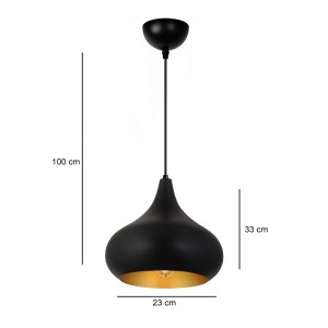 Φωτιστικό οροφής Meril E27 μεταλλικό μονόφωτο χρώμα μαύρο Ø33x100εκ.