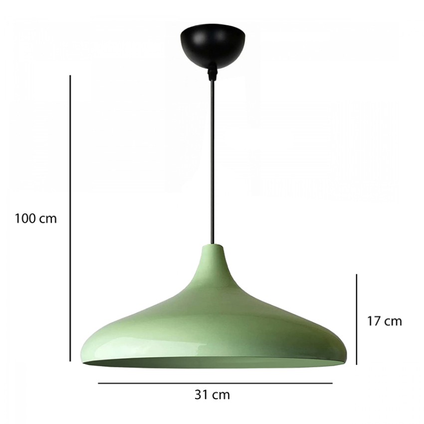 Φωτιστικό οροφής Lela E27 μεταλλικό μονόφωτο χρώμα μέντα Ø31x100εκ.