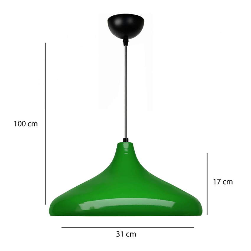 Φωτιστικό οροφής Lela E27 μεταλλικό μονόφωτο χρώμα πράσινο Ø31x100εκ.
