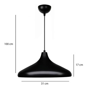 Φωτιστικό οροφής Lela E27 μεταλλικό μονόφωτο χρώμα μαύρο Ø31x100εκ.