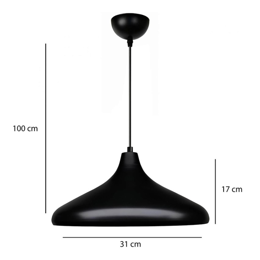 Φωτιστικό οροφής Lela E27 μεταλλικό μονόφωτο χρώμα μαύρο Ø31x100εκ.