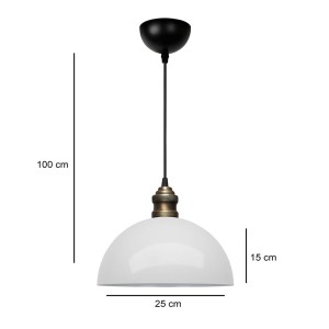 Φωτιστικό οροφής Tomas E27 μεταλλικό μονόφωτο χρώμα λευκό Ø25x100εκ.